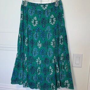 J. Crew Teal and Blue Floral A-Line Skirt